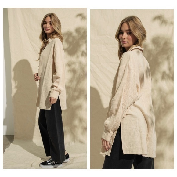 Cotton Loop Button Front Blouse - Picture 7 of 7